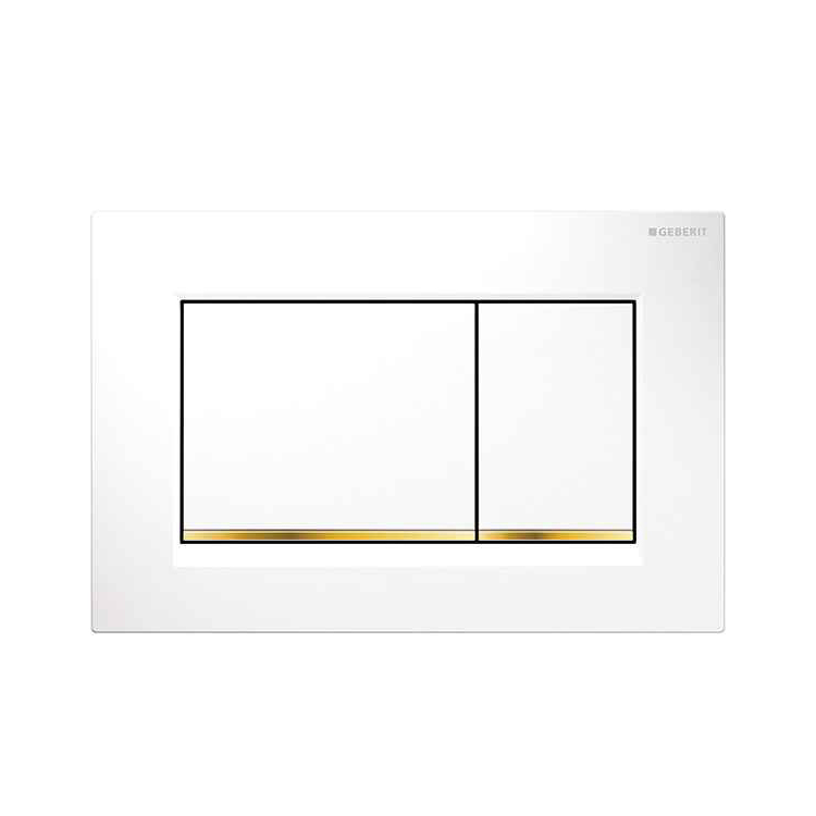 کلید فلاش تانک گبریت مدل سیگما 30 سفید لاین طلایی